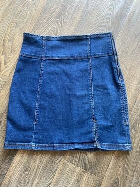 Free People High Waist Dark Wash Mini Skirt
